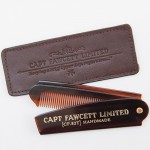 Captain Fawcett Folding Pocket Beard Comb With Leather Case