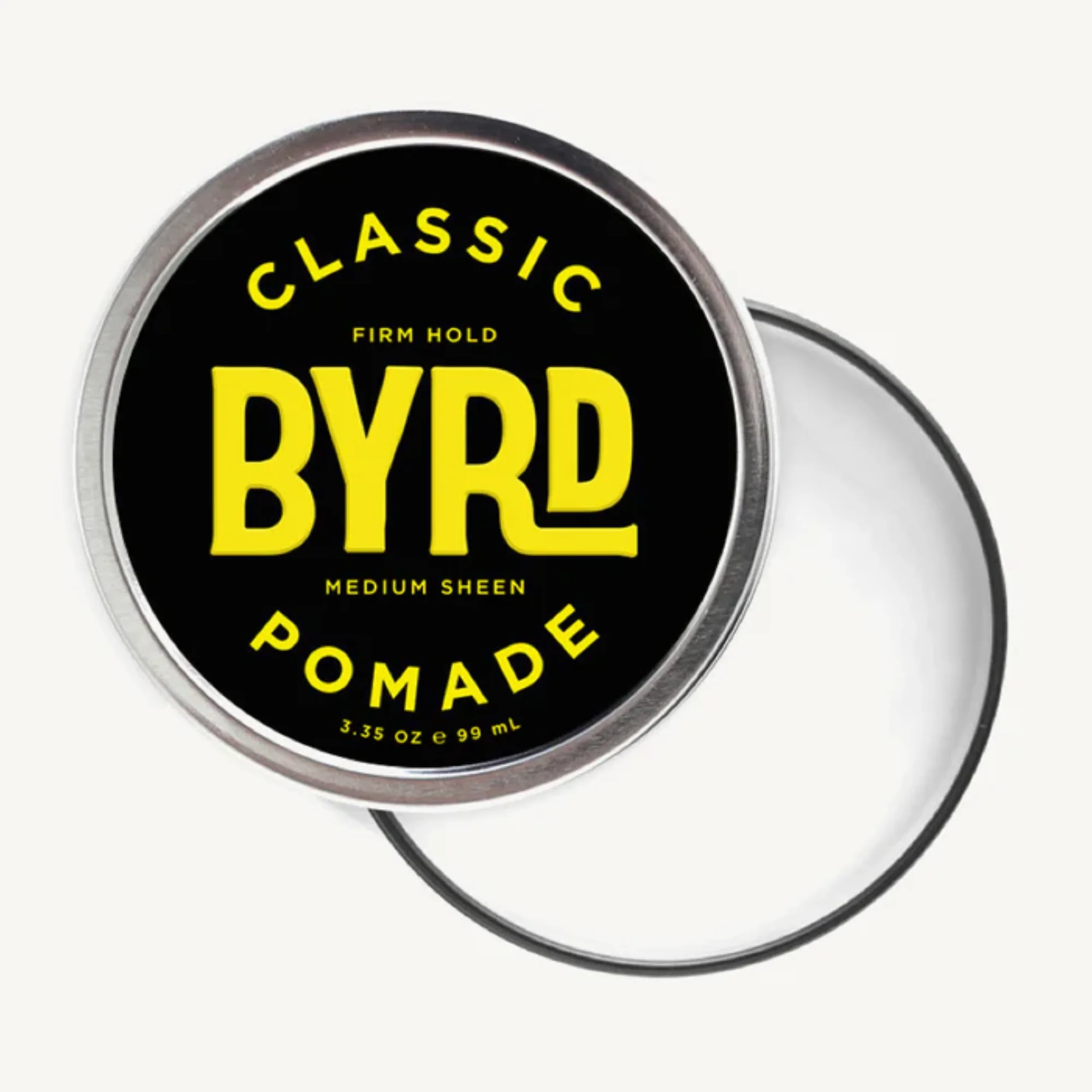 Byrd Classic Pomade Firm Hold Medium Shine Hair Styling Product - Big Byrd 3.35oz 99ml - Tin Open
