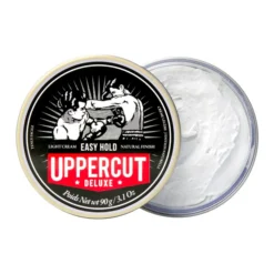 Uppercut Deluxe Easy Hold 90g - Light Hold Natural Matte Finish Cream - Hair Styling Product - Top Down View Open Tin