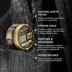 Dick Johnson Fibre Wax Insouciant 100ml - Strong Hold Matte Finish Waterbased Product - Product Information