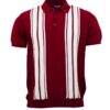 Relco Mens Knitted Polo Shirt Burgundy White