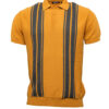 Relco Mens Knitted Polo Shirt Mustard Grey