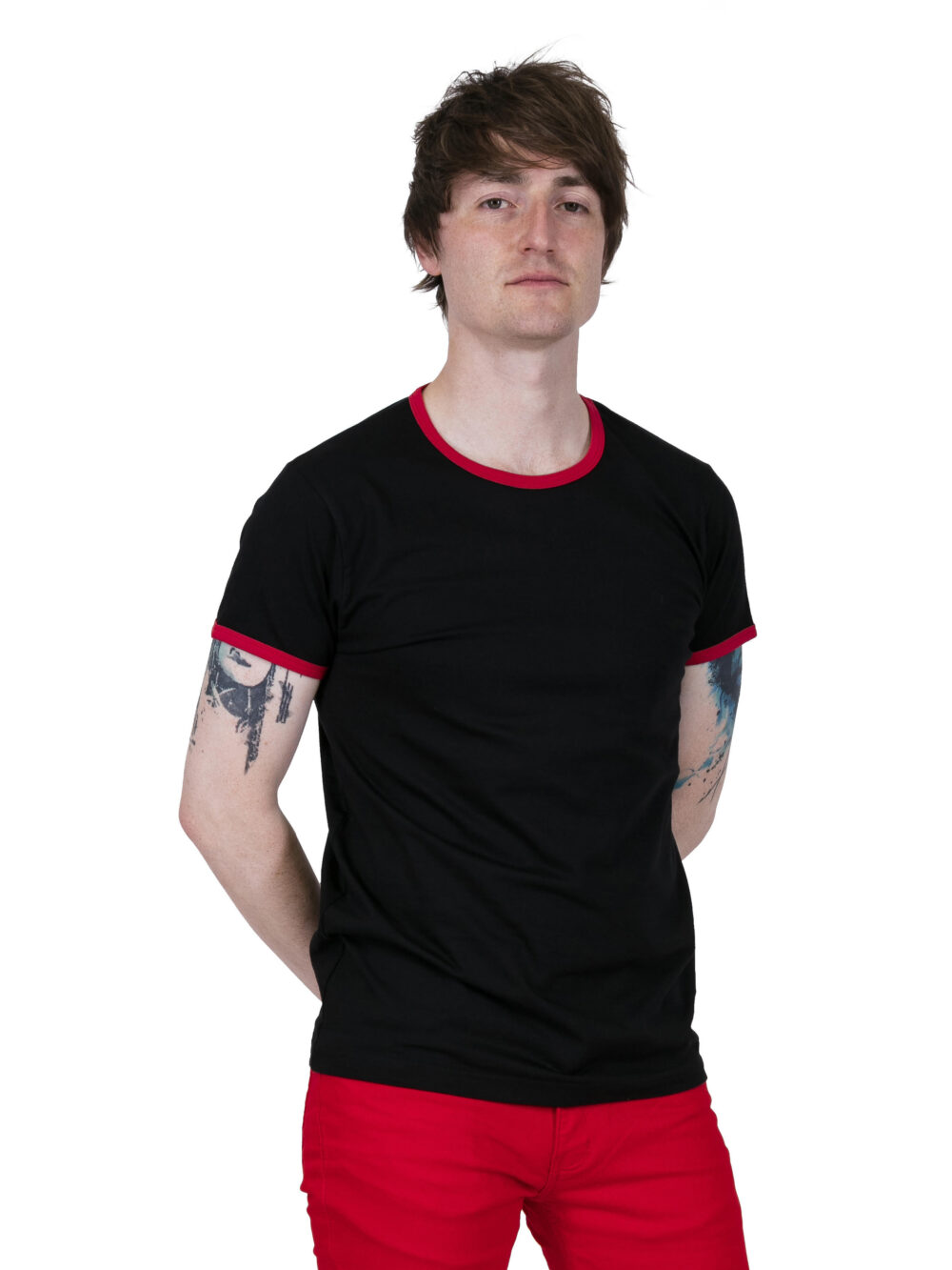 Relco Mens Ringer t-shirt Black Red