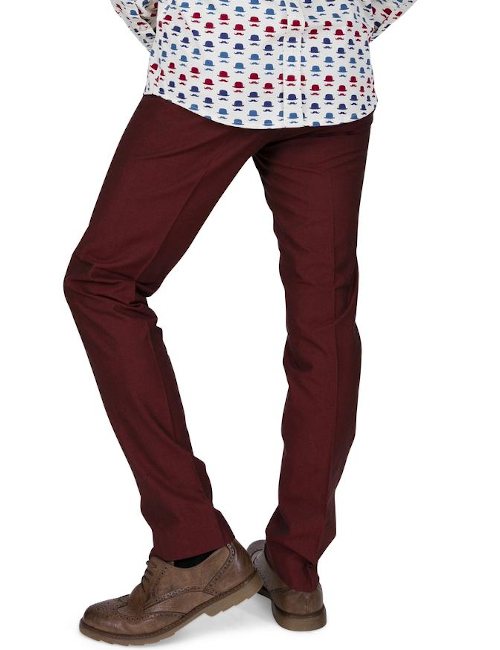 Relco Mens Burgundy Two Tone Tonic Trousers