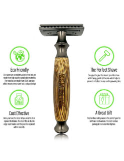 A&M Natural Living Bamboo Safety Razor Matte Black New