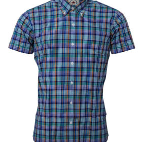 Relco Blue Multi Check Short Sleeve Shirt