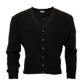 Relco Mens Black Waffle Knit Cardigan