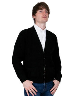 Relco Mens Black Waffle Knit Cardigan Small