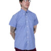Relco Mens Blue Gingham Check Short Sleeve Shirt