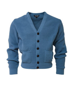 Relco Mens Dusty Blue Waffle Knit Cardigan