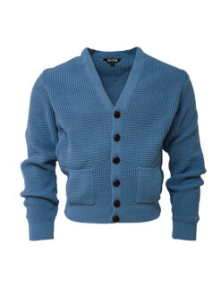 Relco Mens Dusty Blue Waffle Knit Cardigan