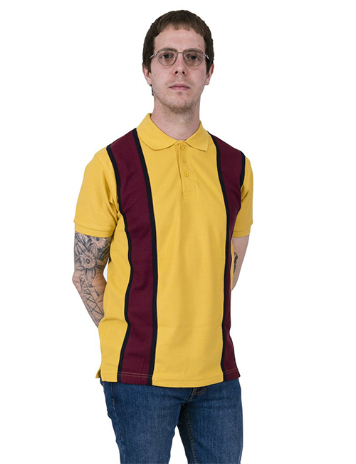 Relco Mens Mustard Stripe Pique Polo Shirt