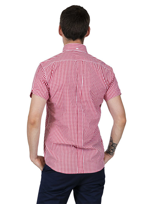 Relco Mens Red Gingham Check Short Sleeve Shirt - Slick Styles