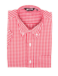 Relco Mens Red Gingham Check Short Sleeve Shirt