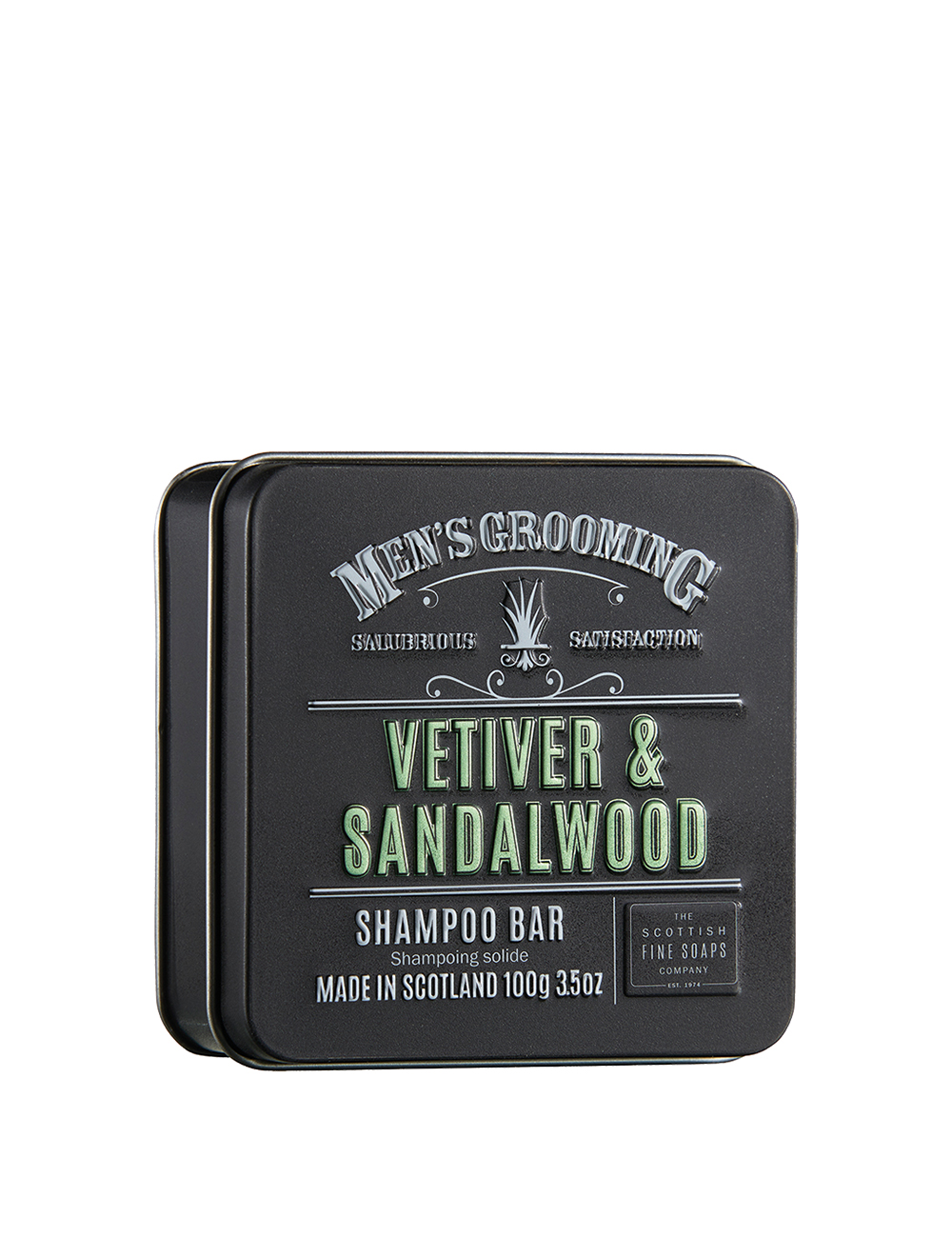 The Scottish Fine Soaps Vetiver & Sandalwood Shampoo Bar Tin 100g