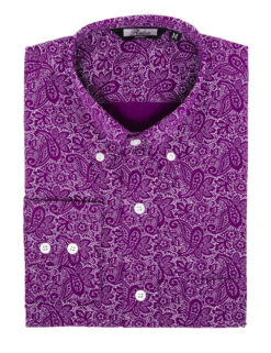 Relco Long Sleeve Purple Paisley Shirt