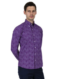 Relco Long Sleeve Purple Paisley Shirt