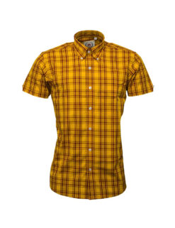 Relco Mustard Burgundy Check Shirt - CK47