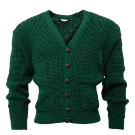 Relco Mens Bottle Green Waffle Knit Cardigan
