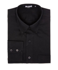 Relco London Mens Black Long Sleeve Oxford Shirt