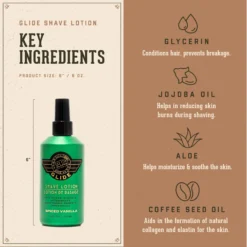 18.21 Man Made Spiced Vanilla Shave Lotion 6oz - Clear Shaving Gel Before and After Shave Lotion - Key Ingredients