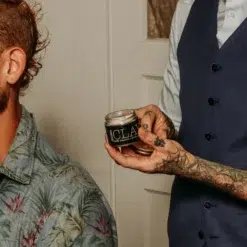 18.21 Man Made Sweet Tobacco Hair Styling Clay 2oz - Medium Hold No Shine Hair Stying Clay for Men - In Use