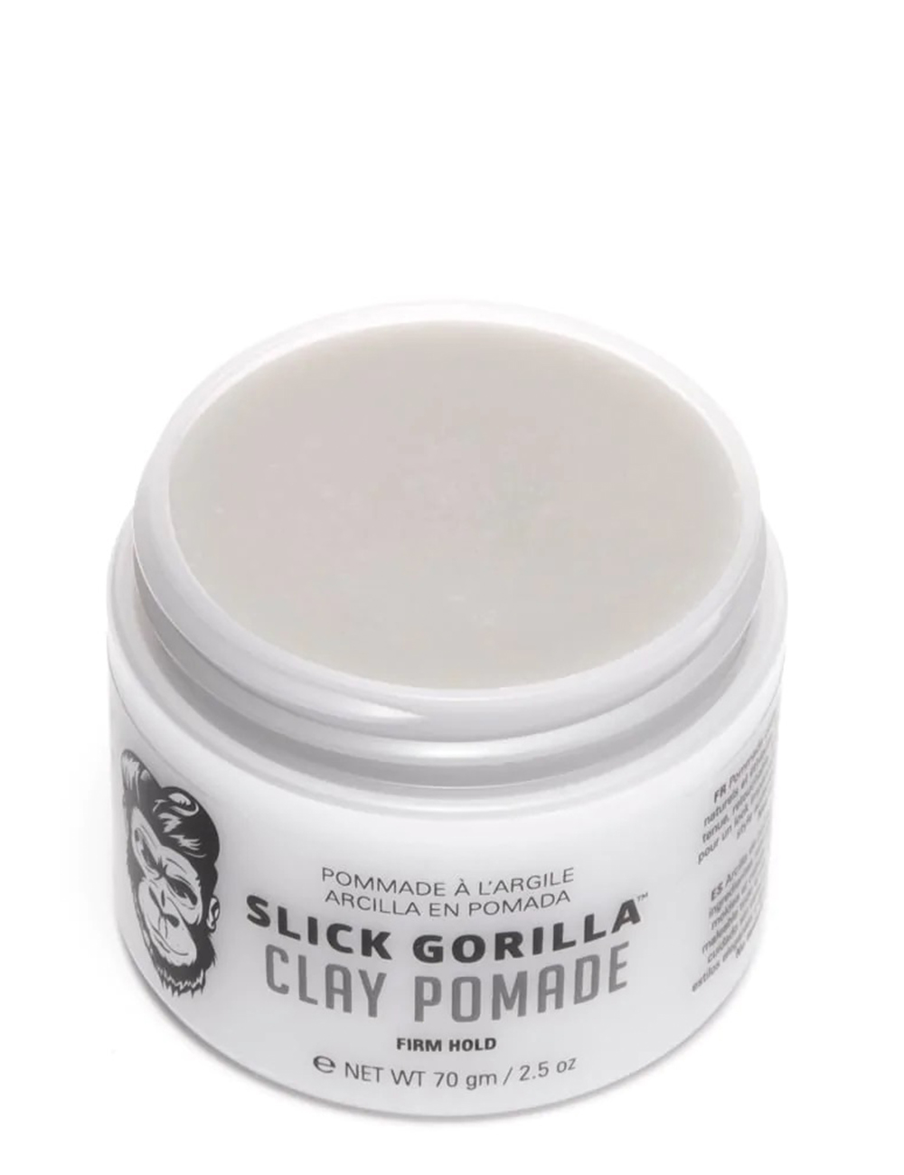 Slick Gorilla Clay Pomade Firm Hold Hair Styling Product 70g 2.5oz Top Down Lid Off