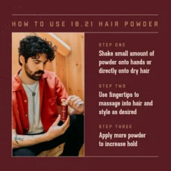 18.21 Man Made Sweet Tobacco Hair Powder - Volumizing & Styling Hair Powder for Men - How To Use