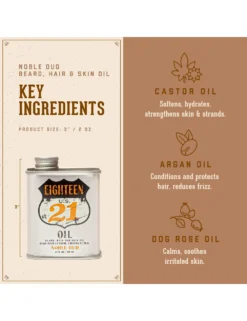 1821 Man Made Wash Noble Oud Beard Hair And Skin Oil - Mens Beard Care Beard Oil 2