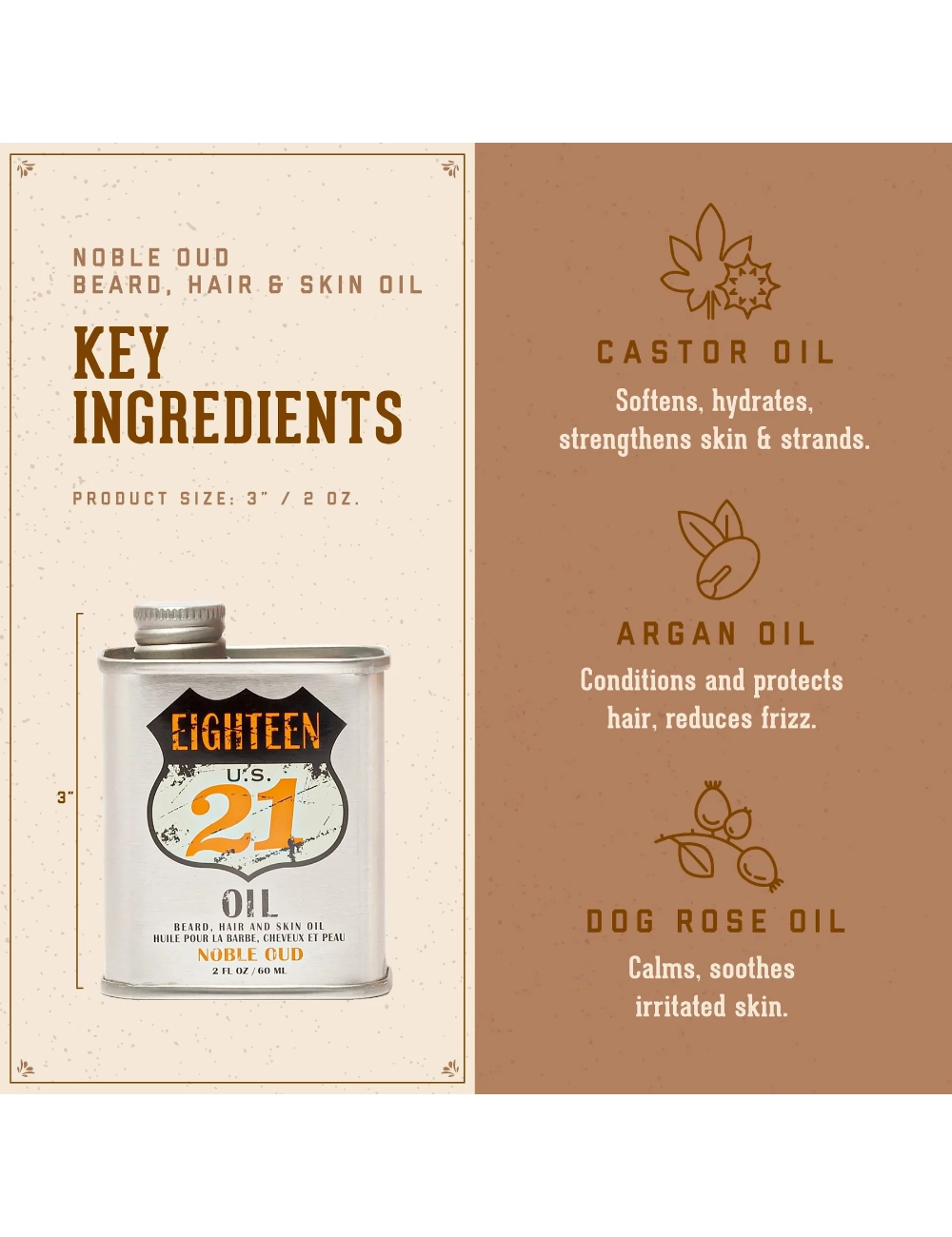 1821 Man Made Wash Noble Oud Beard Hair And Skin Oil - Mens Beard Care Beard Oil 2