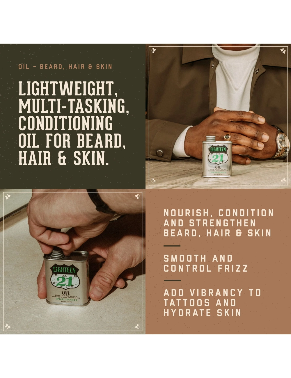 1821 Man Made Wash Spiced Vanilla Beard Hair And Skin Oil - Mens Beard Care Beard Oil 1