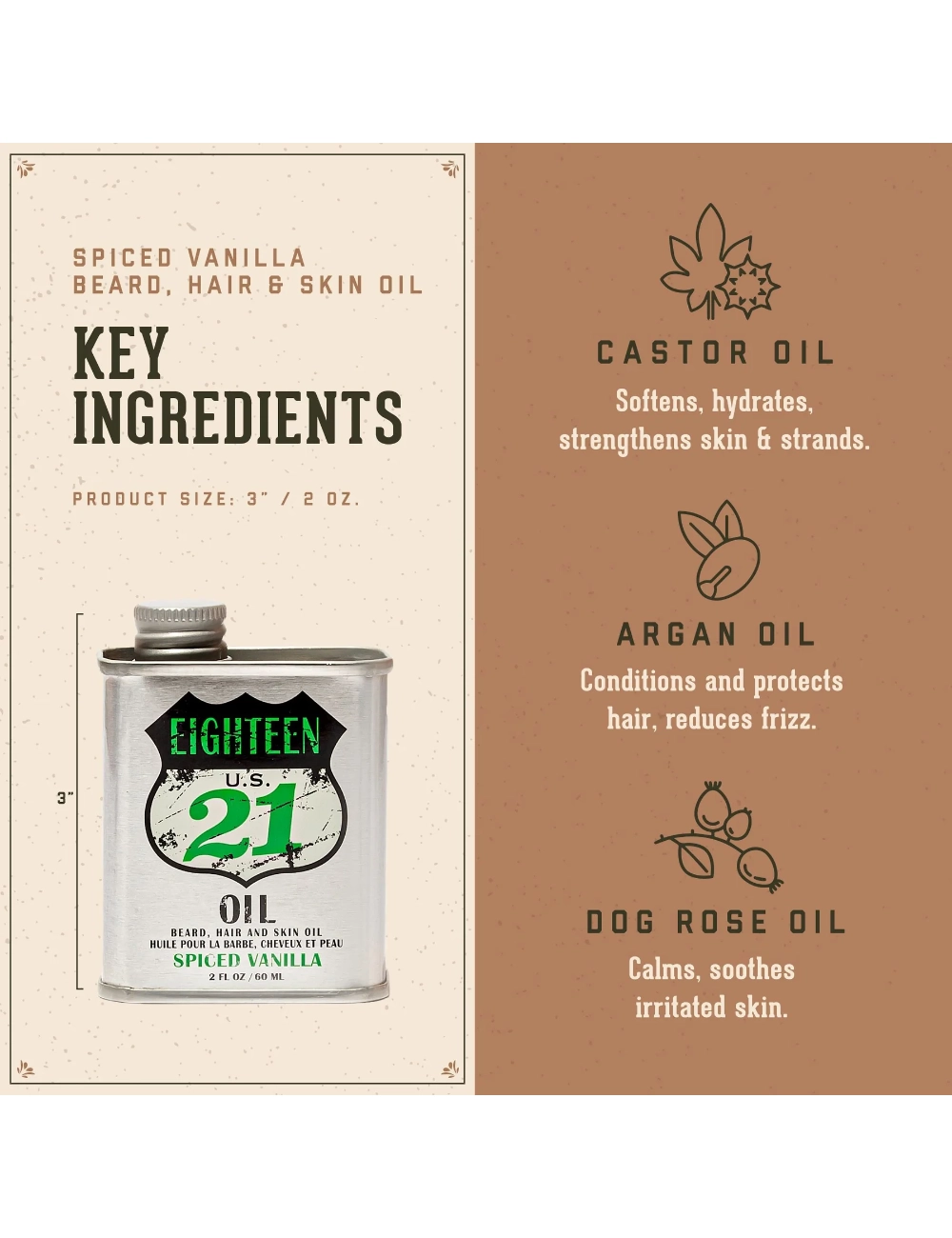 1821 Man Made Wash Spiced Vanilla Beard Hair And Skin Oil - Mens Beard Care Beard Oil 2