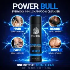 Crazy Bull Power Bull 4 in 1 Shampoo 250ml - Hair Beard Face Body Wash - Product Information