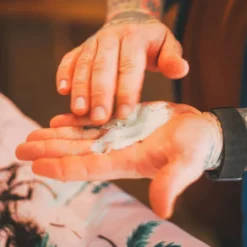 Shear Revival American Gardens Clay Pomade 3.4oz - Strong Hold Dry Matte Finish - Model Shot Hand