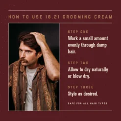 18.21 Man Made Grooming Cream - Sweet Tobacco Scent - Mens Hair Styling Product - How To Use