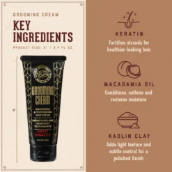 18.21 Man Made Grooming Cream - Sweet Tobacco Scent - Mens Hair Styling Product - Key Ingredients