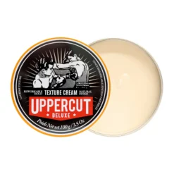 Uppercut Deluxe Texture Cream 100g - Pliable Hold Natural Finish - Hair Styling Product - Top Down View Open Tin