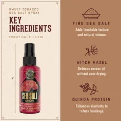 18.21 Man Made - Sea Salt Texture Spray - Texturizing Hair Mist - Sweet Tobacco Scent - Mens Hair Styling Product - Key Ingredients