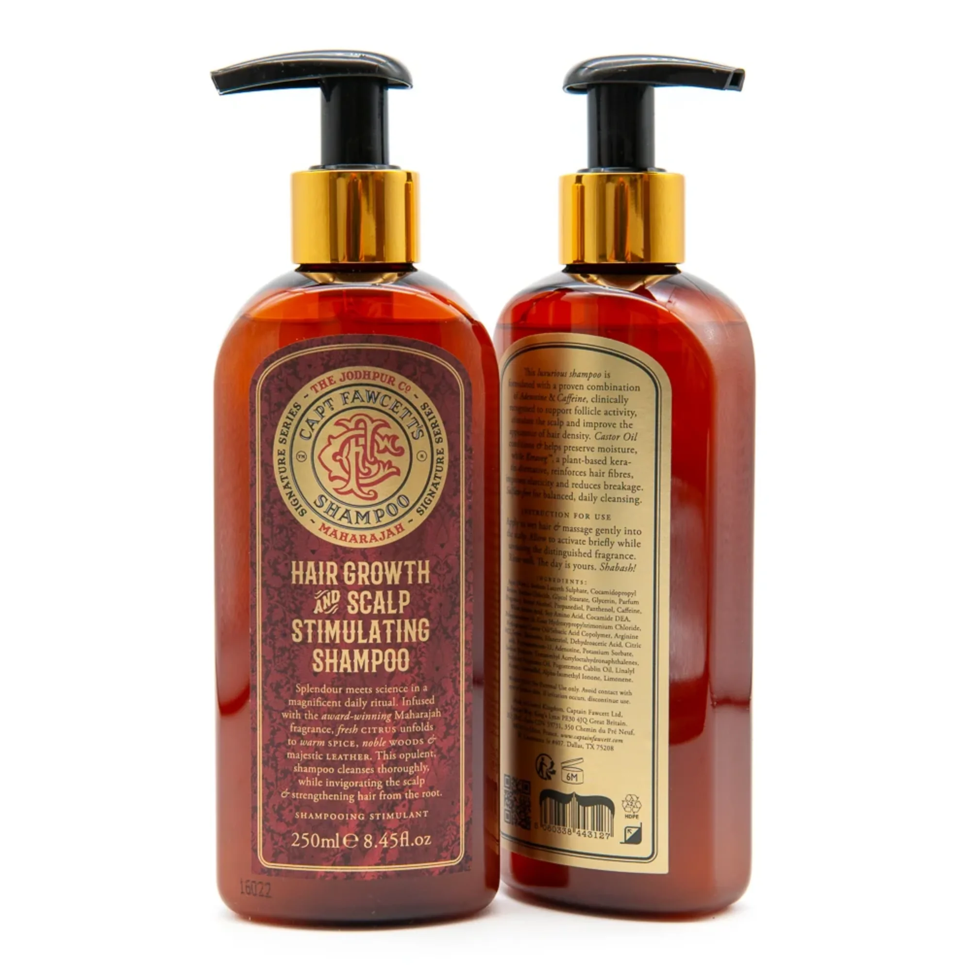 Captain Fawcett Maharajah Hair Growth & Scalp Stimulating Shampoo 250ml - Front And Back Product Shot